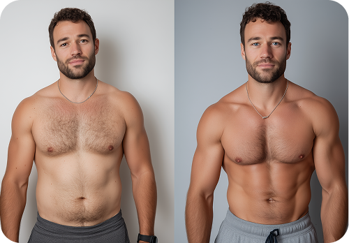 Man - Before and After using Lifecell Muscle