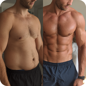 Man - Before and After using Lifecell Muscle